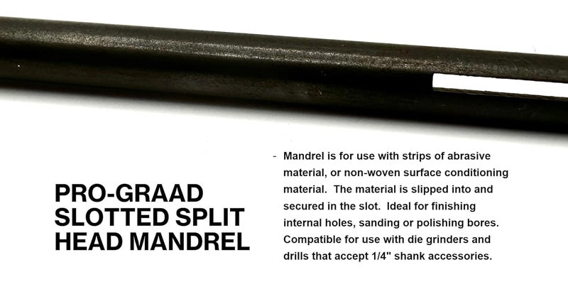 Pro-Grade 4” Slotted Mandrel 1/4” Shank & Body, Split Head Mandrel, Sanding Internal Holes, 1/4” Shank Diameter x 4” Overall Length, Pack of 1 - Image 3